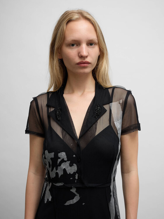 Black Mesh Midi Dress 