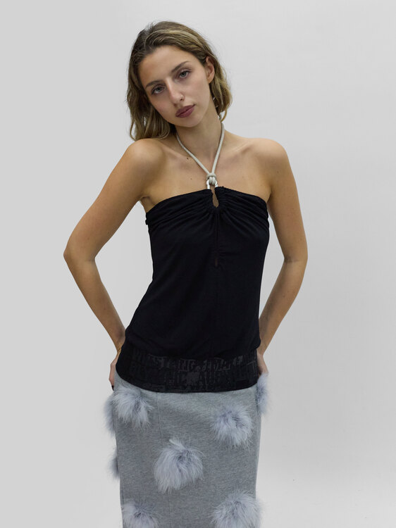 Extē Black Slinky Halter-Neck Top 