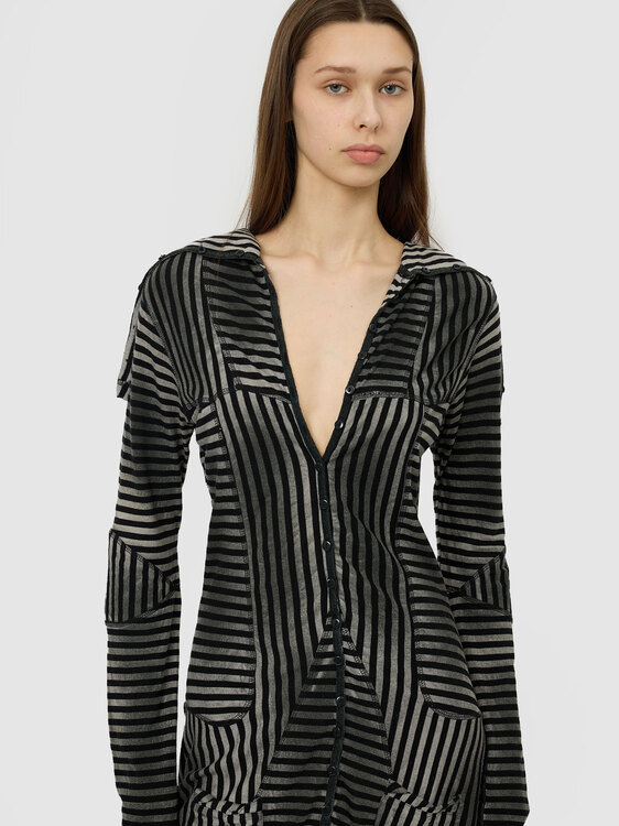 Deconstructed Striped Robe Dress 