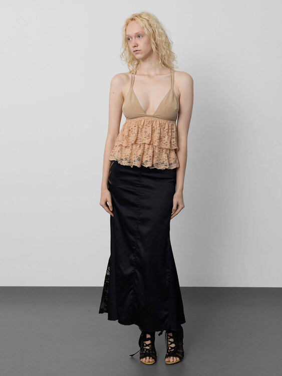 Beige Lace Tiered Cami Top 