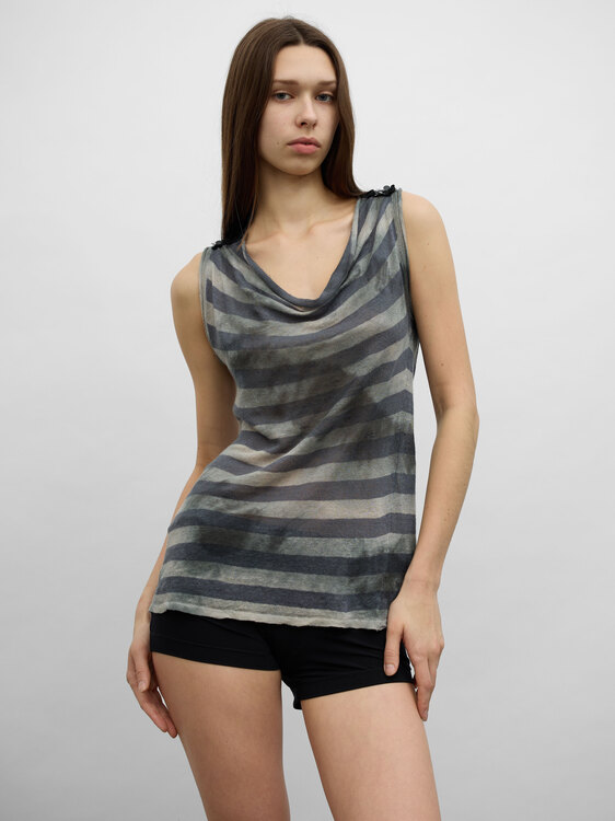 Striped Knit Sleeveless Top 