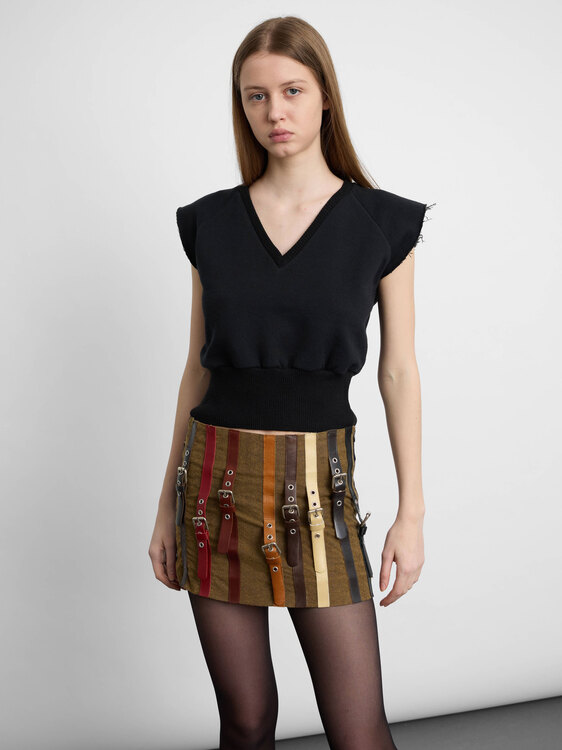 Jean Colonna Rib Knit And Jersey Vest 