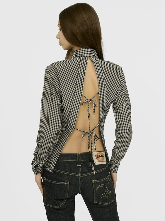 Gaultier Silk Gingham Open Back  Shirt 