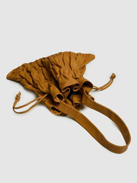 Gathered Leather Handbag 