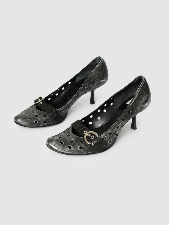 Silver And Grey Distressed Effect Heels 