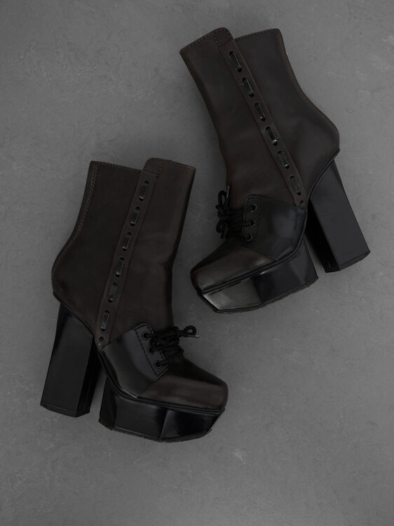 Acne Leather Platform Heeled Boots 