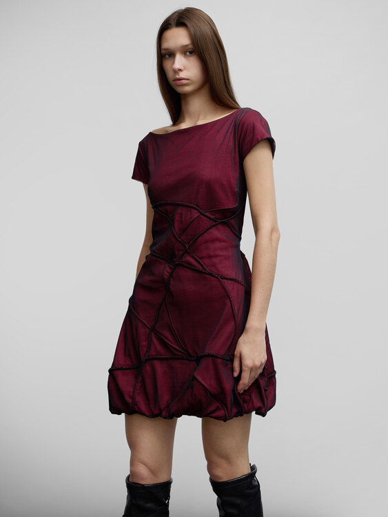 Burgundy Balloon Dress 