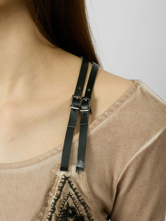 Rib Cotton Bustier Blouse 