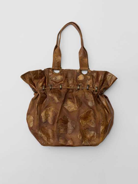 Embossed Leather Bucket Bag 