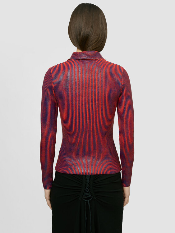 Rib Knit Foil Coat Sweater 