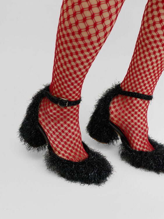 Collection Privée? Fuzzy Marry Jane Heels 