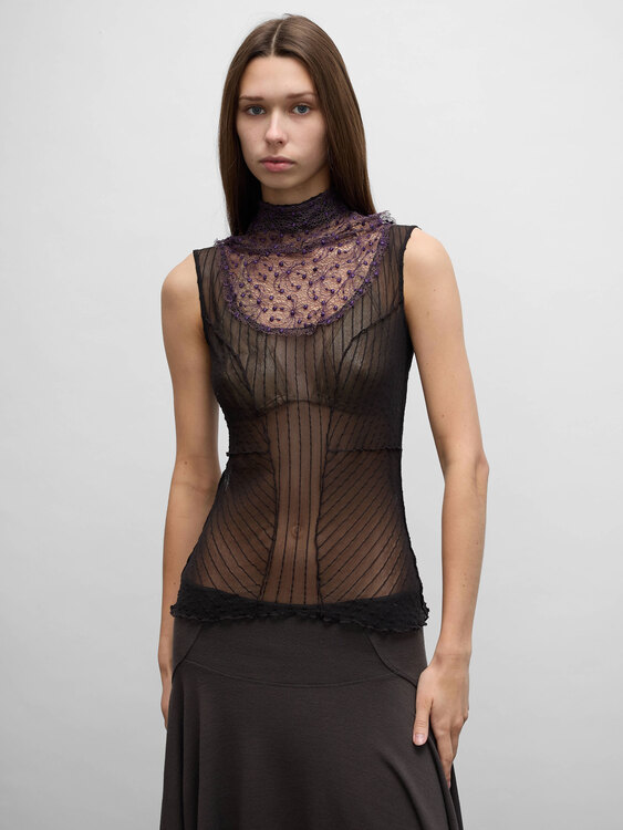 Mesh Turtleneck Top 