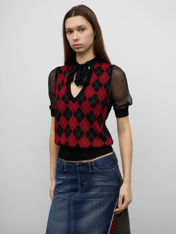 Argyle Knit Top 