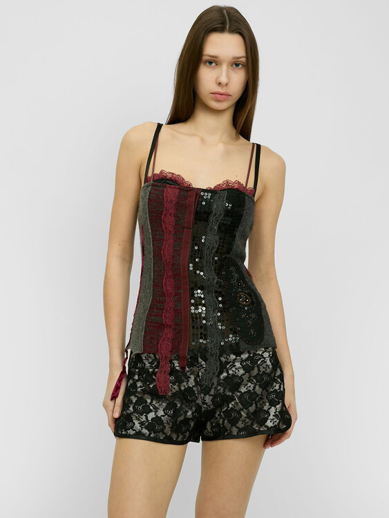 Wool Patchwork Bustier 