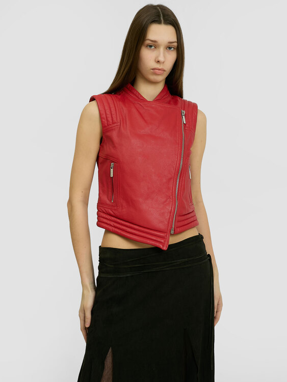 Bikkembergs Red Leather Vest 