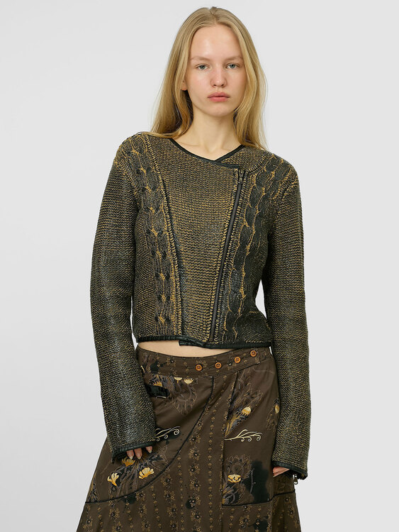 Knitted Coated Effect Cardigan 