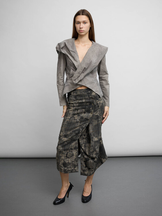 Deconstructed Checked Skirt 