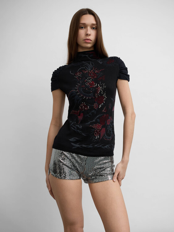 Merino Wool Graphic Print Vest 