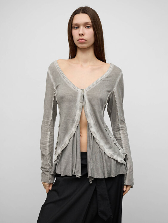 Grey Lace-Up Back Cardigan 