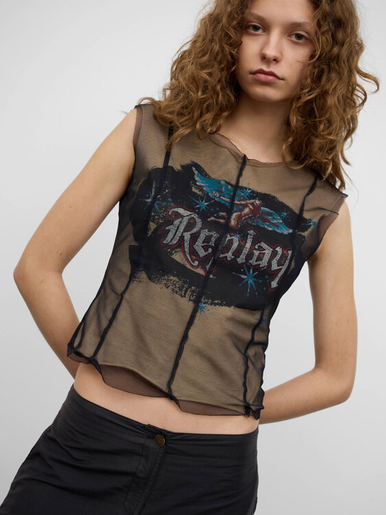 Replay Cotton And Nylon Top 