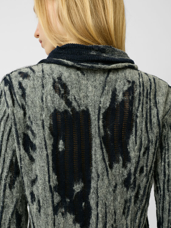 Knitted Abstract Print Cardigan 