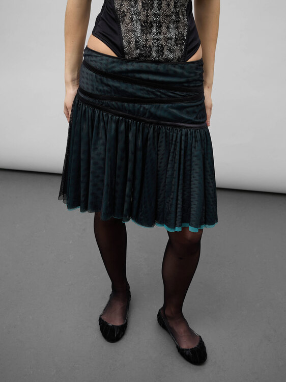 Ruffled Mesh Skirt 