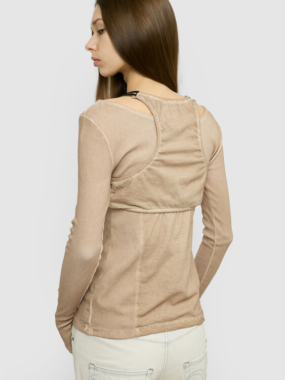 Rib Cotton Bustier Blouse 