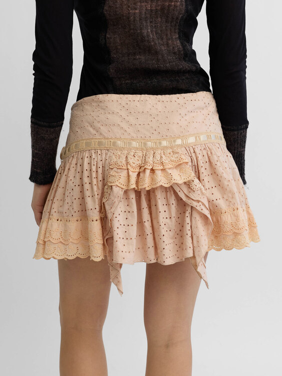 Peach Pink Ruffled Mini Skirt 