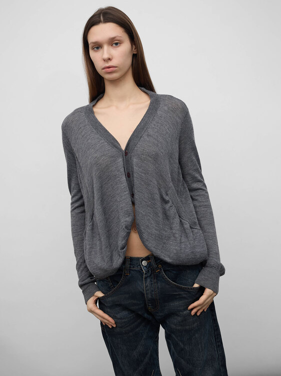 Fine Knit Button-Up Cardigan 