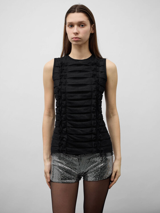 Black Mesh Sleeveless Top 