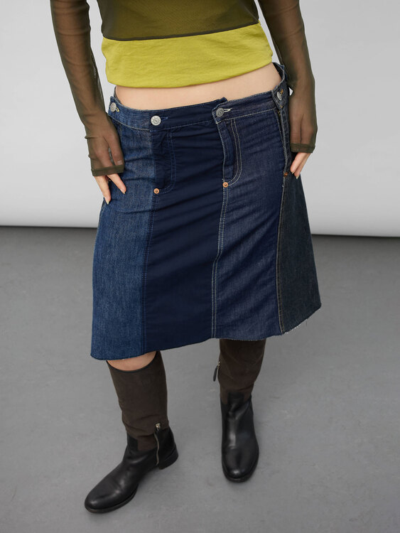Michiko Koshino Deconstructed Denim Skirt 
