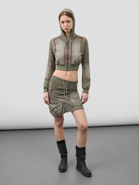 Washed Effect Hoodie And Skirt Set 