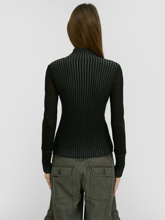 Rib Knit Lace-Up Jumper 