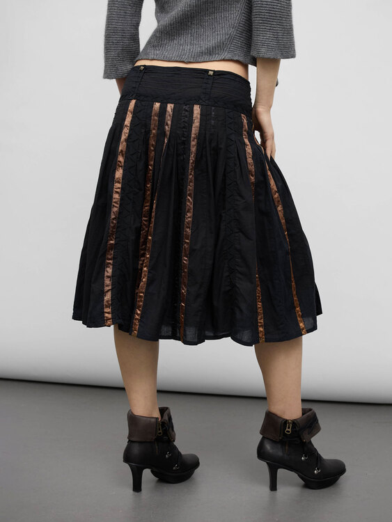 Black Pleated Midi Skirt 