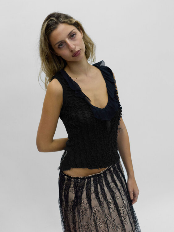 Nolita Black Fuzzy Knit Top 