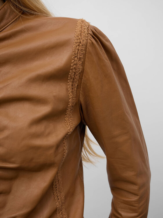 Nolita Gathered Leather Jacket 