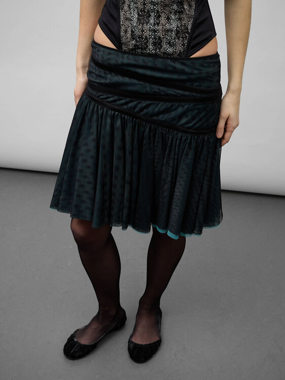 Ruffled Mesh Skirt 