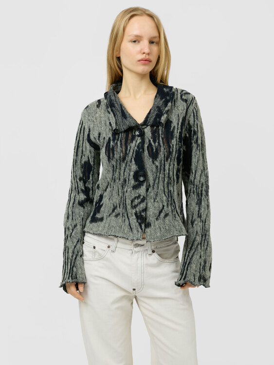 Knitted Abstract Print Cardigan 