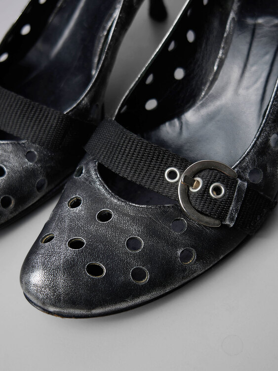 Silver And Grey Distressed Effect Heels 