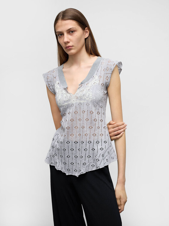 Nolita Gray Open Knit Vest 