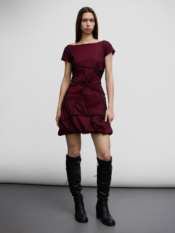 Burgundy Balloon Dress 