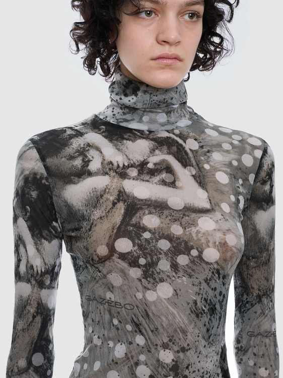 Gazebo Mesh Turtleneck Top 