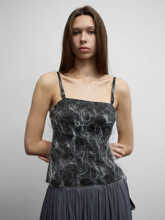 Silver Grey Fuzzy Bustier 