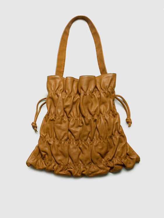 Gathered Leather Handbag 