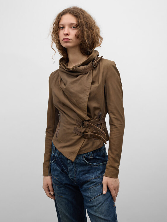 Asymmetric Leather Jacket 