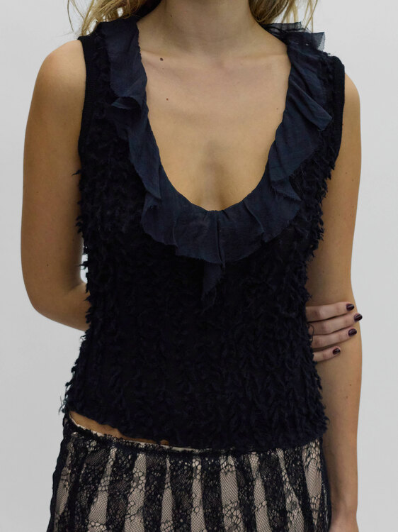Nolita Black Fuzzy Knit Top 