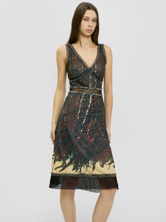 Abstract Print Midi Dress 