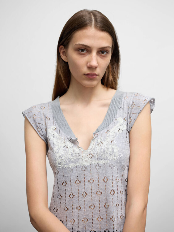 Nolita Gray Open Knit Vest 
