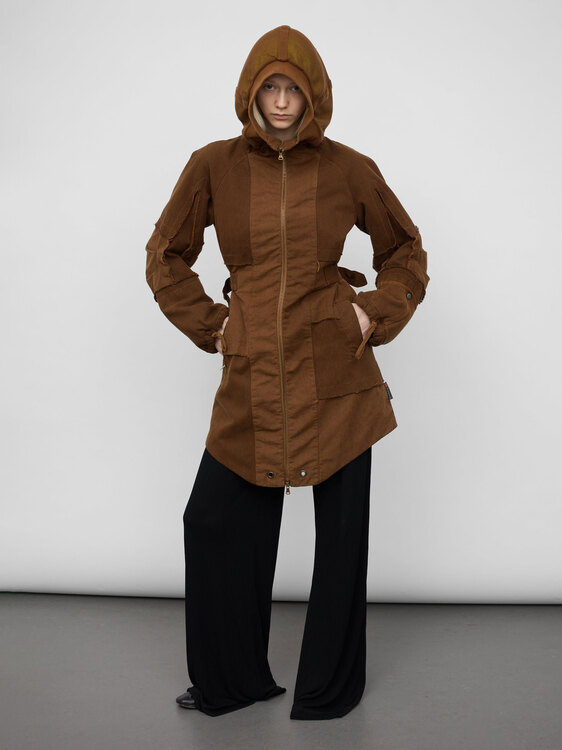 Michiko Koshino Canvas Patchwork Coat 