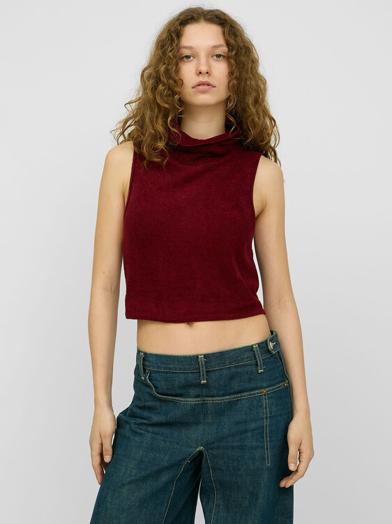 Sarah Pacini Backless Turtleneck Top 